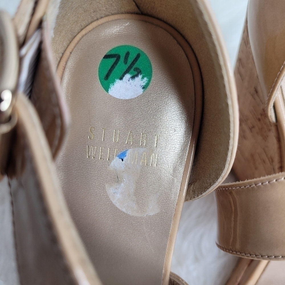 Stuart Weitzman Nude Cork Wedge Heels - Picture 12 of 14